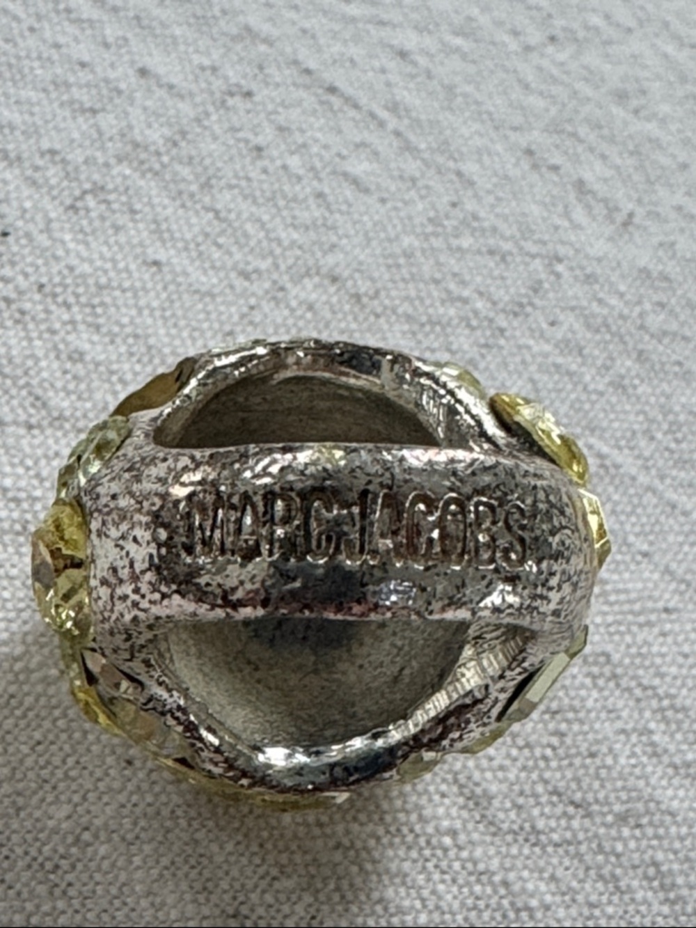 Marc Jacobs Yellow Crystal Dome Cocktail Ring - Picture 3 of 5